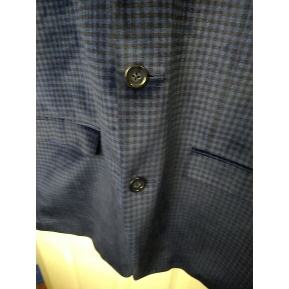 Gianpaul Men's 42R Blazer Modern Fit Blue Black Velvet Check Lined formal prof - Picture 3 of 16